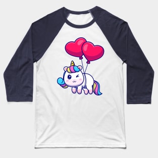 cute unicorn floating with love Baseball T-Shirt